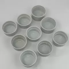 Set of 9 Pier 1 Imports White Ceramic Ramekins Bakeware Ovenware