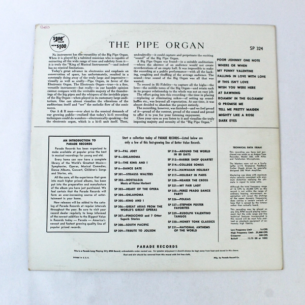 Vintage Parade John Kiley Plays Pipe Organ LP Single Vinyl 12 Inches