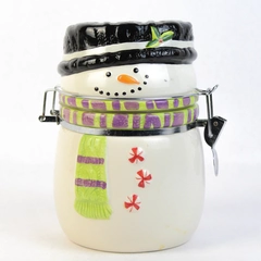 Ceramic Snowman Cookie Jar 7.25" Tall