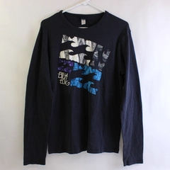 Billabong Men's Long-Sleeve Waffle Knit Shirt Large Navy Tee