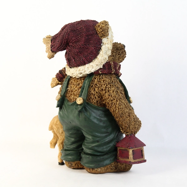 Christmas Walmart 11" Resin Teddy Bear Figurine Cap Scarf With Reindeer Lantern