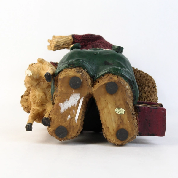 Christmas Walmart 11" Resin Teddy Bear Figurine Cap Scarf With Reindeer Lantern