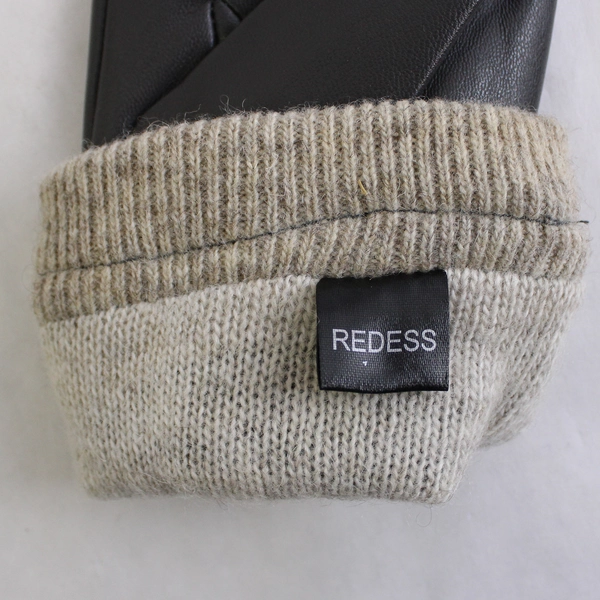 Redess Women's Faux Leather Wool Lined Touchscreen Gloves Size 6.5 Small Gray