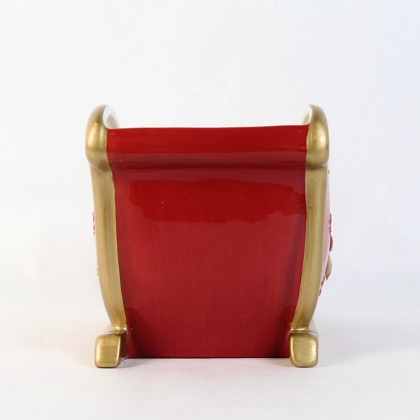 Fitz & Floyd Festive Bells Santa's Sleigh Christmas Planter With Plastic Insert