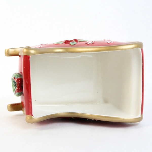 Fitz & Floyd Festive Bells Santa's Sleigh Christmas Planter With Plastic Insert