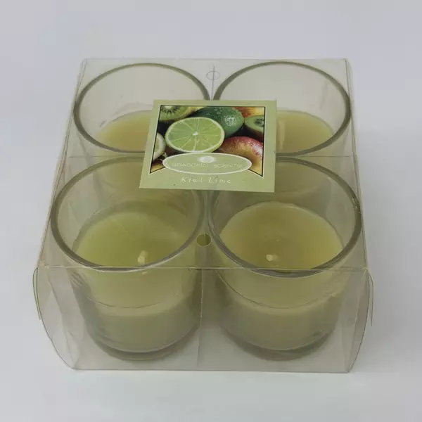 Set of 4 Green MVP Group International Kiwi Lime Votive Candles New Scented