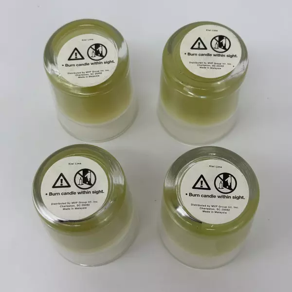 Set of 4 Green MVP Group International Kiwi Lime Votive Candles New Scented