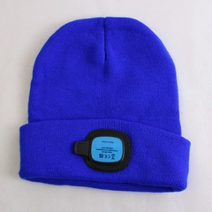 Headlamp Beanie USB Rechargeable Unisex One Size Blue LED Hat Light