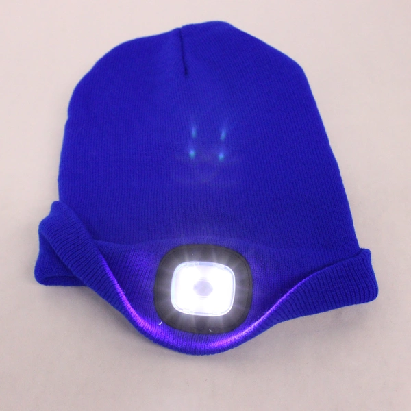 Headlamp Beanie USB Rechargeable Unisex One Size Blue LED Hat Light