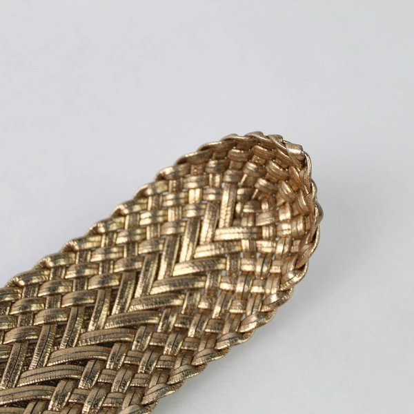 Women's Boho Shimmery Brown Woven Faux Leather Belt With Metal Buckle 36"