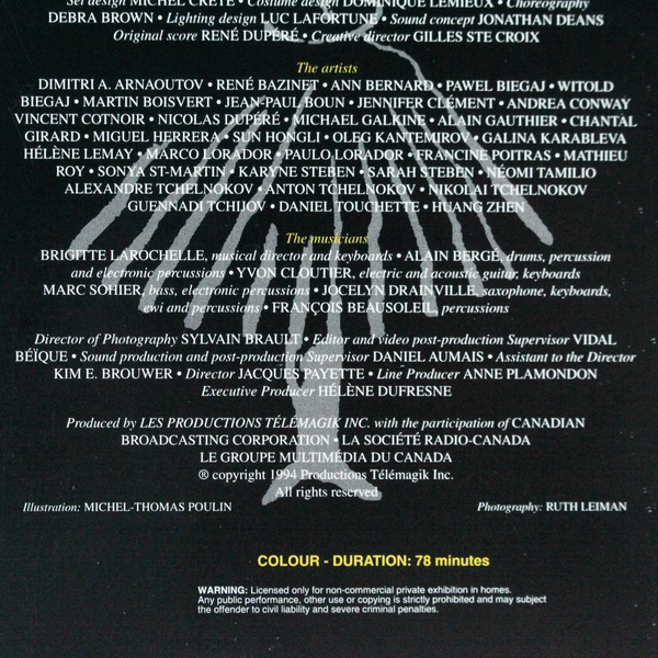 Saltimbanco Cirque du Soleil VHS Movie 1994 Telemagik Inc - Good Condition