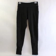 Fitkicks Women's Medium Full-Length Midrise Black Stretch Leggings with Pockets