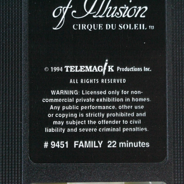 Cirque Du Soleil Alegria The Truth of Illusion VHS 1994 Documentary Telemagik