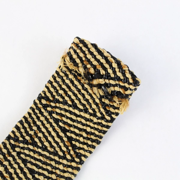 Bohemian Black and Beige Woven Belt With Metal Leaf and Acorn Belt 35"