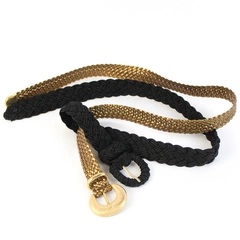 Lot of 2 Woven Belts in Black and Gold Women's Size Medium