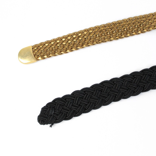 Lot of 2 Woven Belts in Black and Gold Women's Size Medium