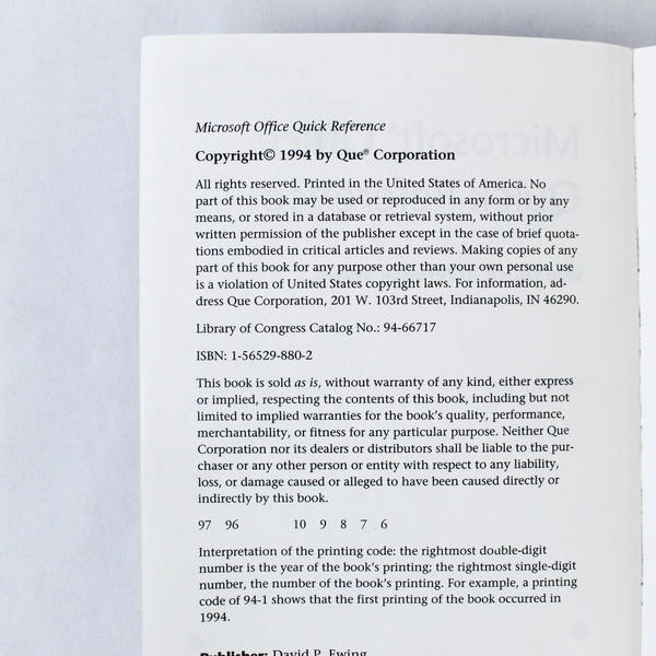 Microsoft Office Quick Reference 1994 - Word, Excel, PowerPoint & Mail Guide