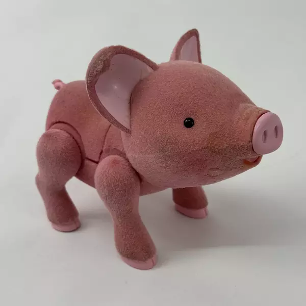 Vintage Toy Tech Pebbles Pink Flocked Talking Pig 5" Works