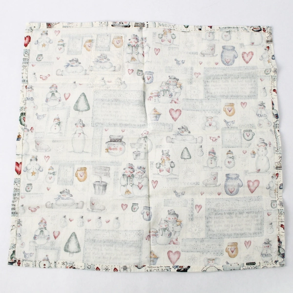 Set of 8 Unbranded Cloth Napkins Snowmen/Winter/White 15" x 15.5"