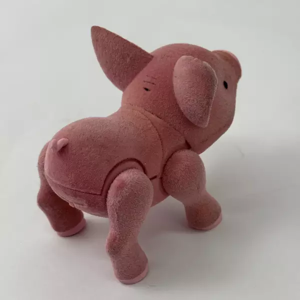 Vintage Toy Tech Pebbles Pink Flocked Talking Pig 5" Works