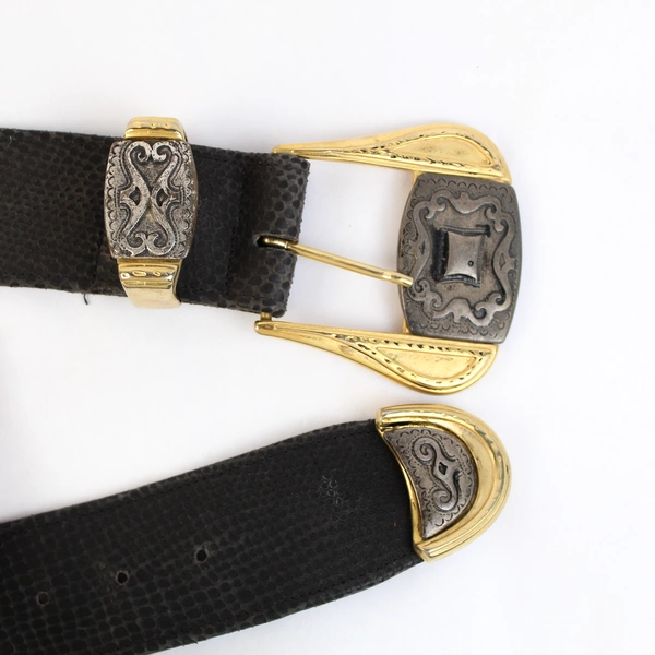 Accessories by Maria Black Snake Skin Leather Belt Women's Size S/M