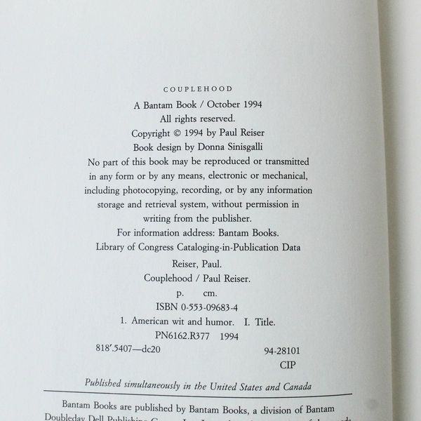 Couplehood by Paul Reiser 1994 Bantam Books Hardcover Dust Jacket Biography