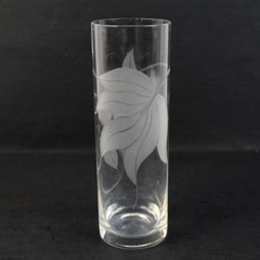 MCM McBride Cameo Highball Glass Frosted Leaf 7 Inch