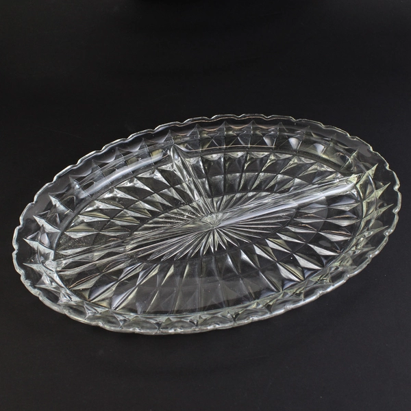 Jeannette Glass Windsor Diamond Depression Glass Relish Tray Vintage