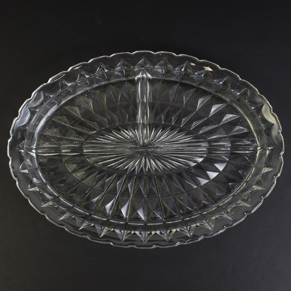 Jeannette Glass Windsor Diamond Depression Glass Relish Tray Vintage