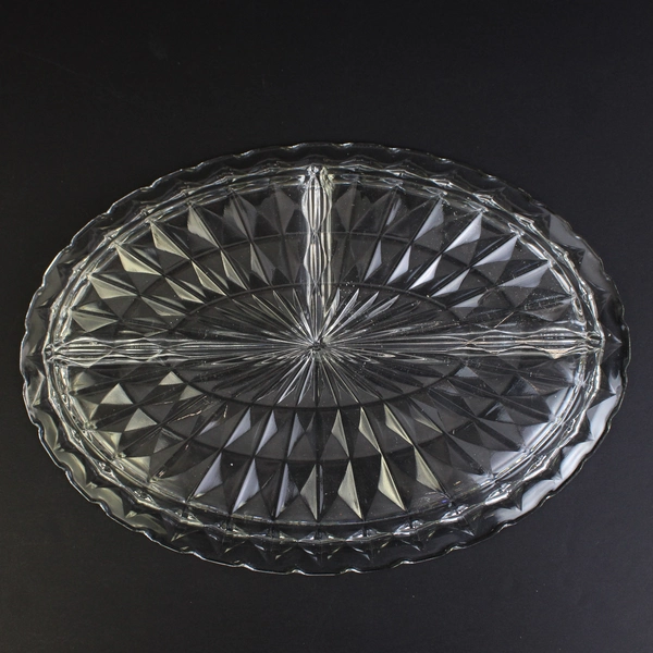 Jeannette Glass Windsor Diamond Depression Glass Relish Tray Vintage