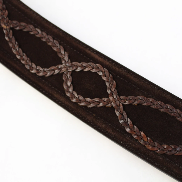 Dark Brown Leather Belt with Braided Leather Detail Women's Size Medium