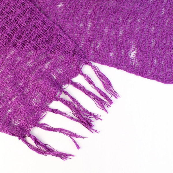 Lot of 2 Handmade Solid Purple Knit Scarves With Fringe 68"