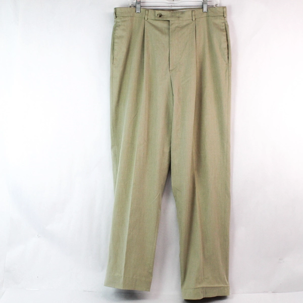 Slates by Dockers Men's Tan Pleated Dress Pants 36x34 Stretch Fit Good Condition