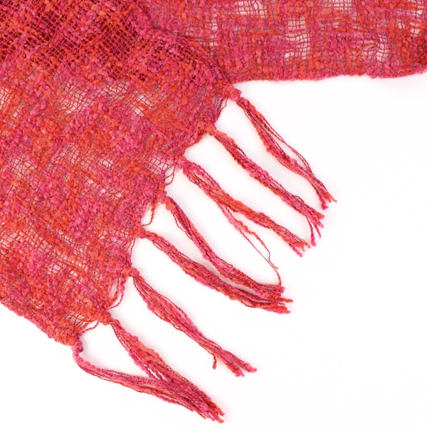 Lot of 2 Pink and Multicolor Knit Scarves With Fringe Different Lengths