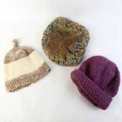 Lot of 3 Women's Knit Winter Beanie Hats in Various Colors One Size Fits Most