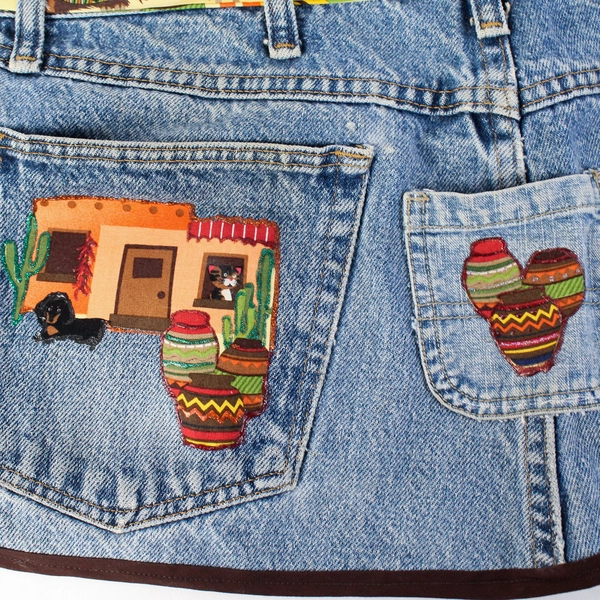 Handmade Blue Denim Aprons Cowboy Dog Waist/Server/Bistro Apron