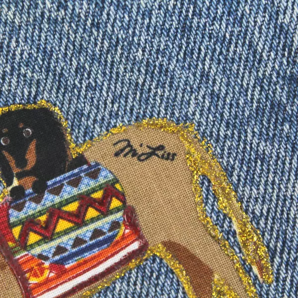 Handmade Blue Denim Aprons Cowboy Dog Waist/Server/Bistro Apron