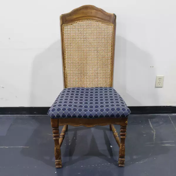 Lot of 2 Blue Upholstered Wicker Chairs