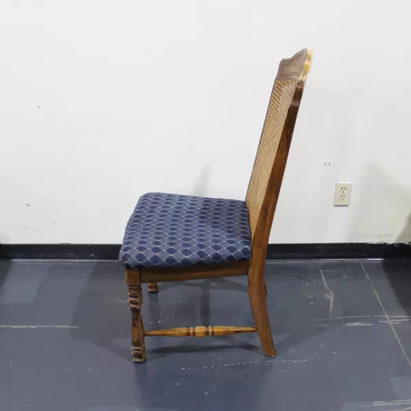 Lot of 2 Blue Upholstered Wicker Chairs