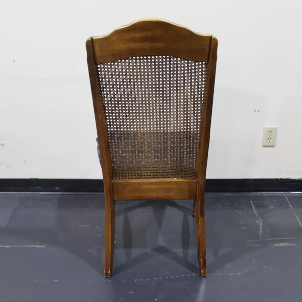 Lot of 2 Blue Upholstered Wicker Chairs