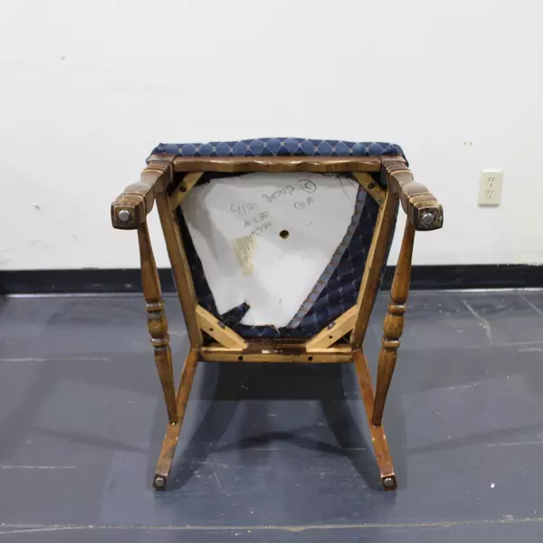 Lot of 2 Blue Upholstered Wicker Chairs