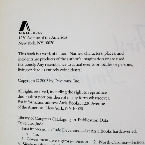 First Impressions by Jude Deveraux 2005 Hardcover - Ex Libris, Good Cond.