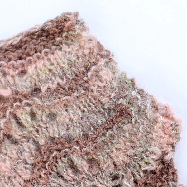 Handmade Pink and Beige Loose Knit Short Sleeve Top Women's Size Medium