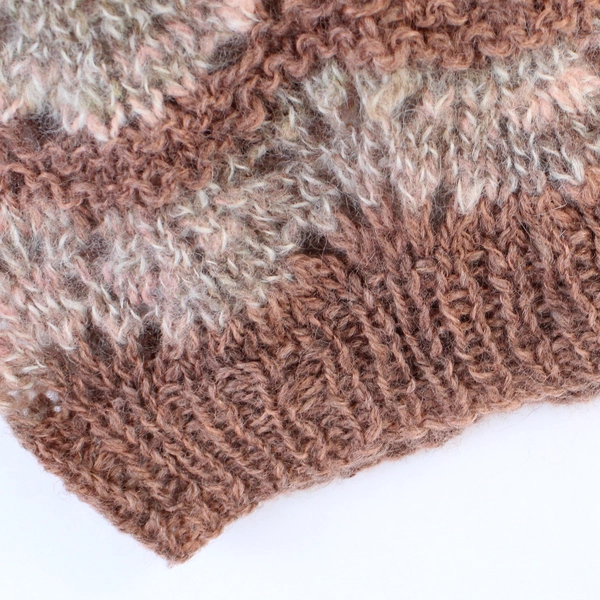 Handmade Pink and Beige Loose Knit Short Sleeve Top Women's Size Medium