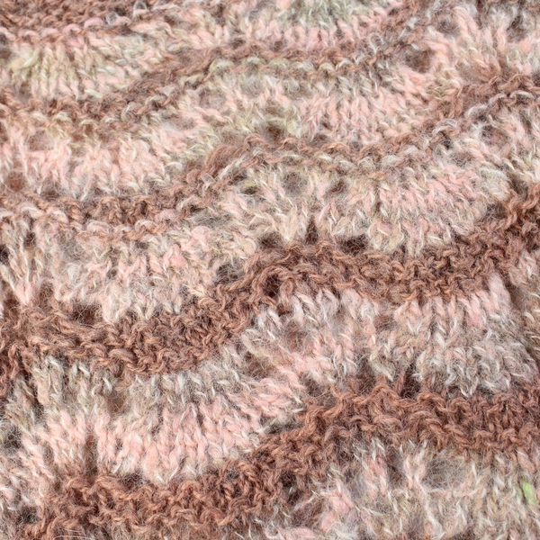 Handmade Pink and Beige Loose Knit Short Sleeve Top Women's Size Medium