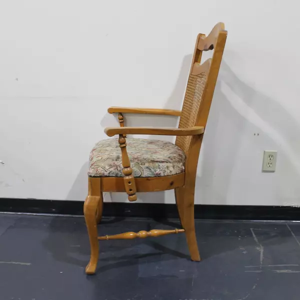 Set of 2 Lenoir Company Wicker Back Upholstered Chairs Antique Furniture