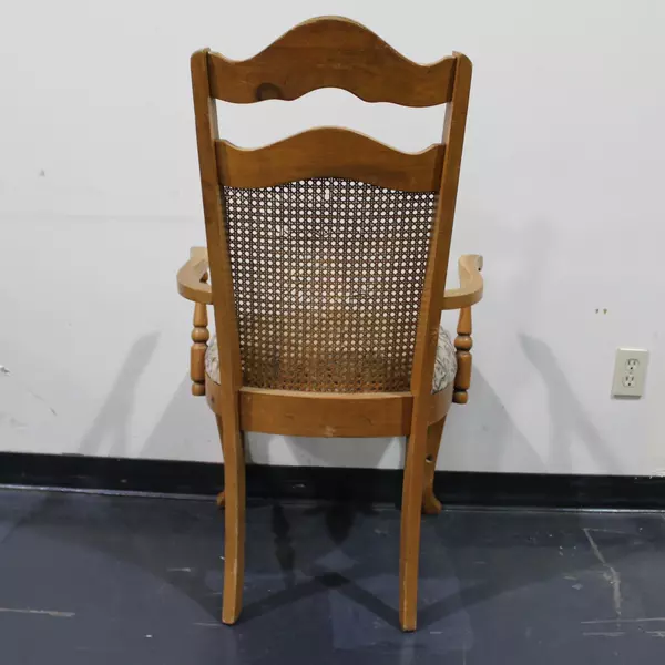 Set of 2 Lenoir Company Wicker Back Upholstered Chairs Antique Furniture