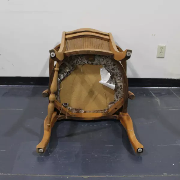 Set of 2 Lenoir Company Wicker Back Upholstered Chairs Antique Furniture