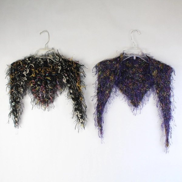 Lot of 2 Women's Fuzzy Multicolor Loose Knit Scarves