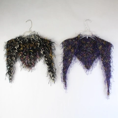 Lot of 2 Women's Fuzzy Multicolor Loose Knit Scarves